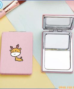 gương mini bọc da 2 mặt
