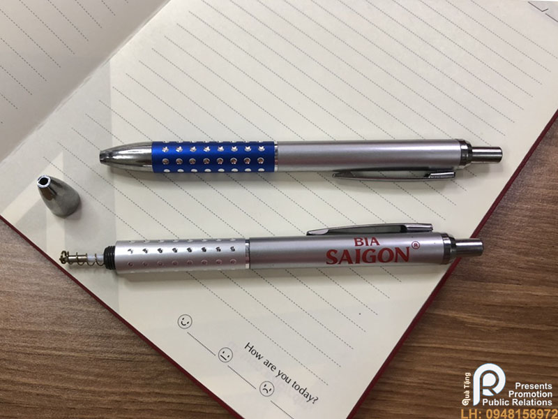 bút bi phủ ánh kim in logo